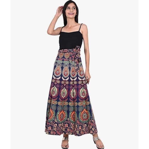 Unbranded Maxi Wrap Skirt Printed Tribal Ethnic Indian Pattern One Size Cotton - Picture 2 of 16